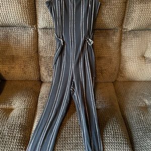 Black and white stripped jumpsuit